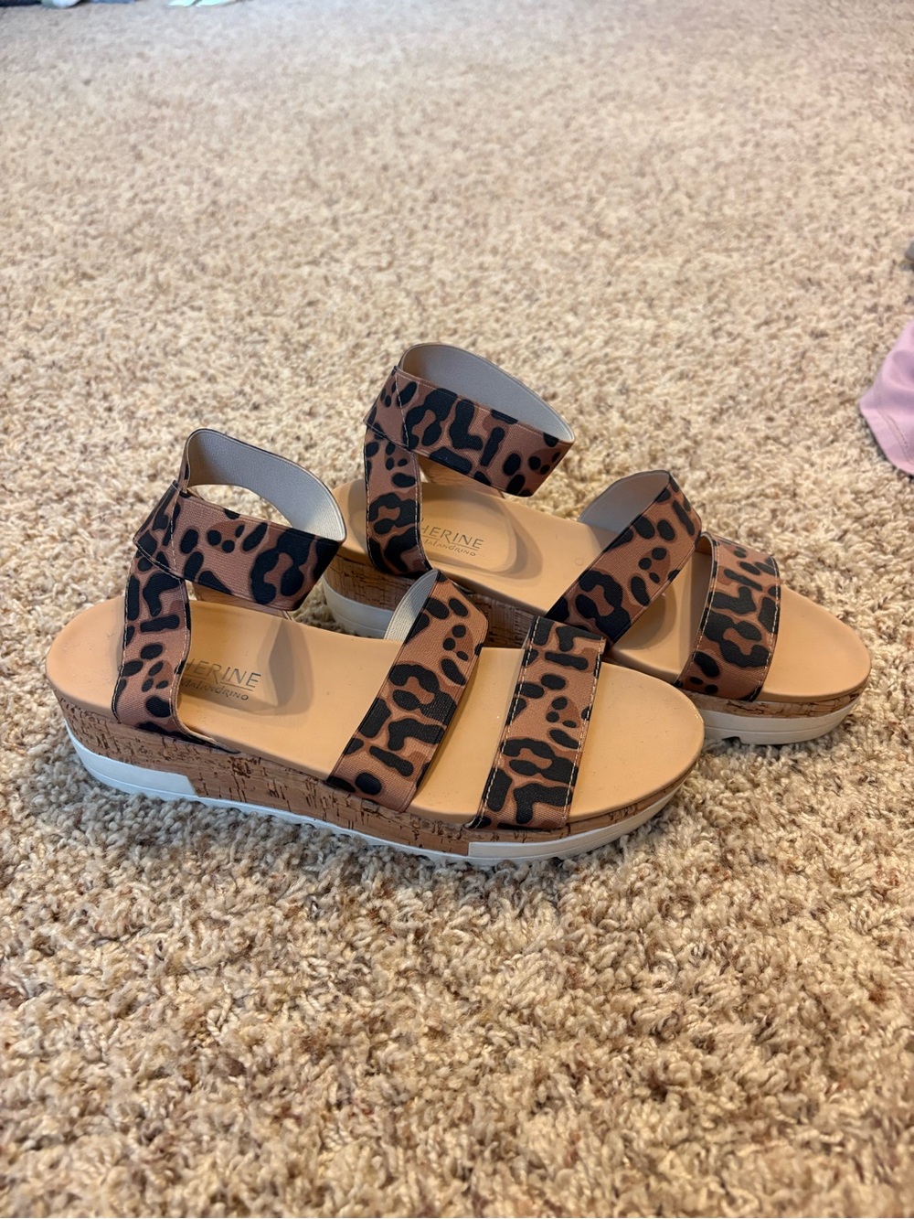 Catherine Malandrino Leopard Print Tan Platform Sandals